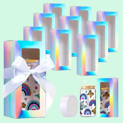 16oz glass tumblers liberty glass with Unicorn Rainbow Skulls Flowers Gamer UV DTF designs