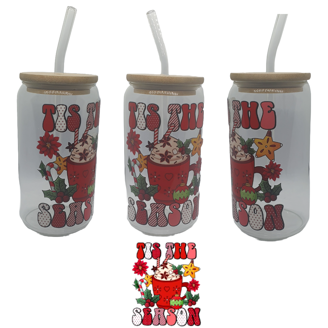 16oz glass tumblers liberty glass with Christmas UV DTF designs