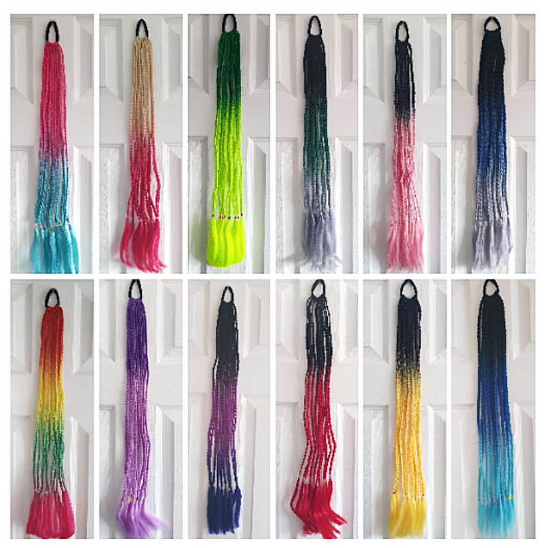 Braided bobbled 60cm hair extensions - various colours