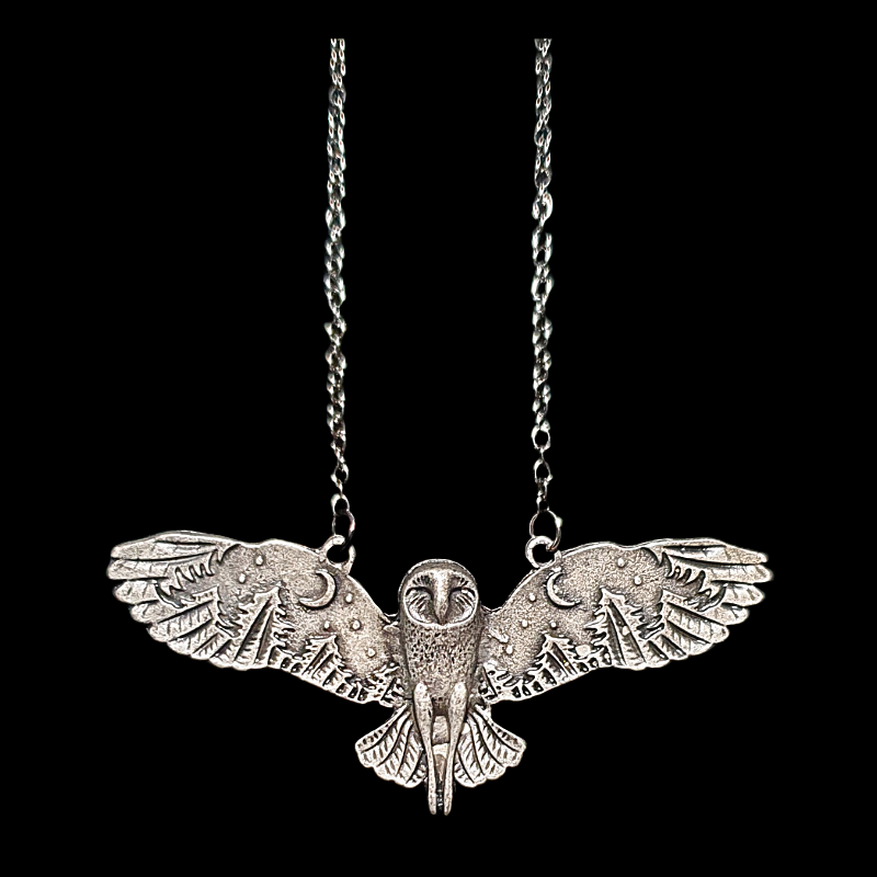 Flying owl pendant necklace