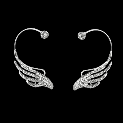 Crystal feather wing ear cuff clip