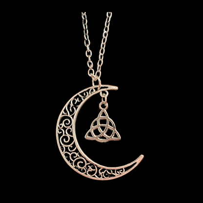 Crescent moon and Celtic  pendant necklace