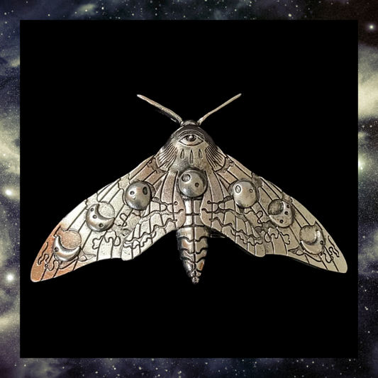 Celestial Moon Moth Vintage Hair Barrette Clip