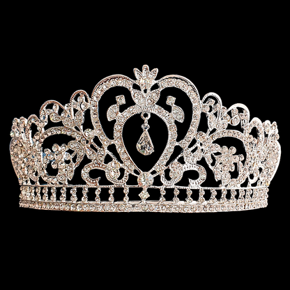 Princess style crystal rhinestone tiara and matching jewellery set necklace and earrings