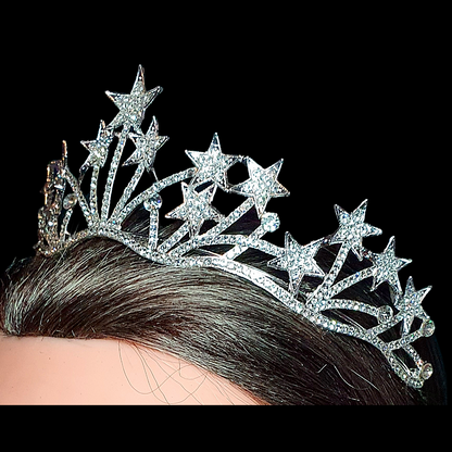 Celestial Star Shaped Crystal Tiara Starry Crown Headpiece