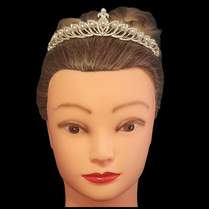 Crystal and pearl silver tiara for bridal, weddings, proms and other occasions