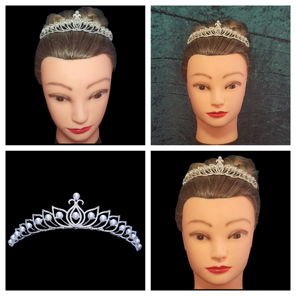 Crystal and pearl silver tiara for bridal, weddings, proms and other occasions