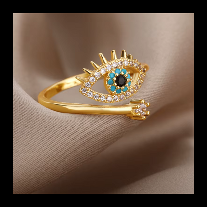 Evil eye crystal rhinestone adjustable ring