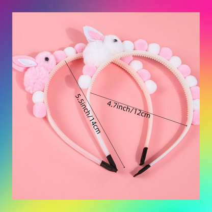 Eater bunny rabbit pink and white pom pom headband