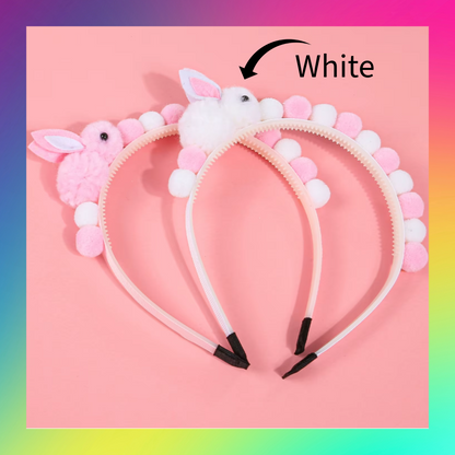 Eater bunny rabbit pink and white pom pom headband