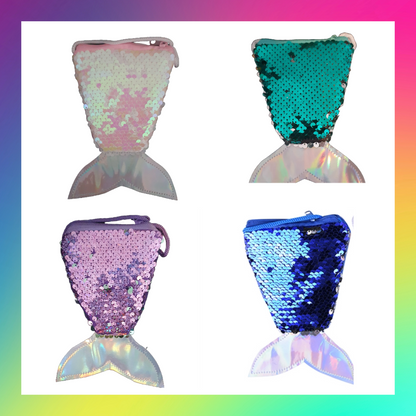 Sequin mermaid tail coin purse bag