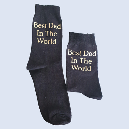 Best dad in the world gold vinyl fathers day socks gift
