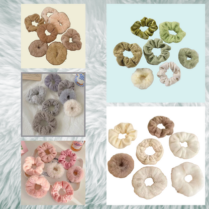 Set of 7 hair scrunchie bobble