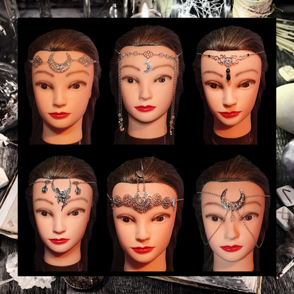Gothic Pagan Fantasy Wiccan Headdress Moon Fairy Celtic Head Jewellery Hair Pieces Celestial Head Chain