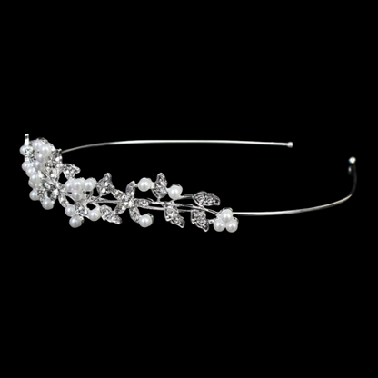 Crystal rhinestone and faux pear - flower and leaves design tiara