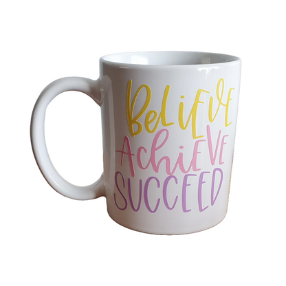 Vinyl believe achieve succeed mug teachers gift