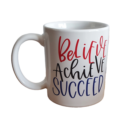 Vinyl believe achieve succeed mug teachers gift