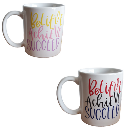 Vinyl believe achieve succeed mug teachers gift