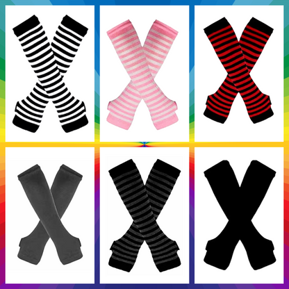 Arm warmer fingerless gloves - striped and plain designs