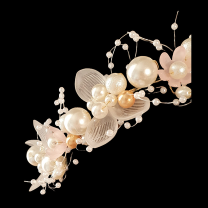 Elegant Faux Pearl And Flower Wreath Headband Vine Hair Headdress