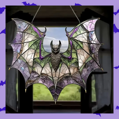 Acrylic stained glass effect gothic bat window wall hanging home décor