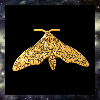 Celestial Moon Moth Vintage Hair Barrette Clip