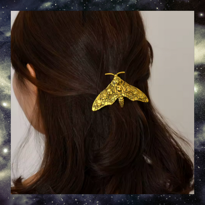 Celestial Moon Moth Vintage Hair Barrette Clip