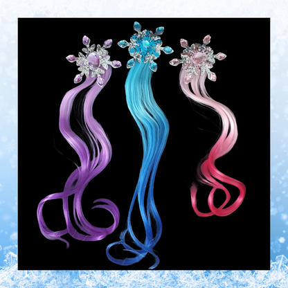 Snow flake hair clip with faux hair extension