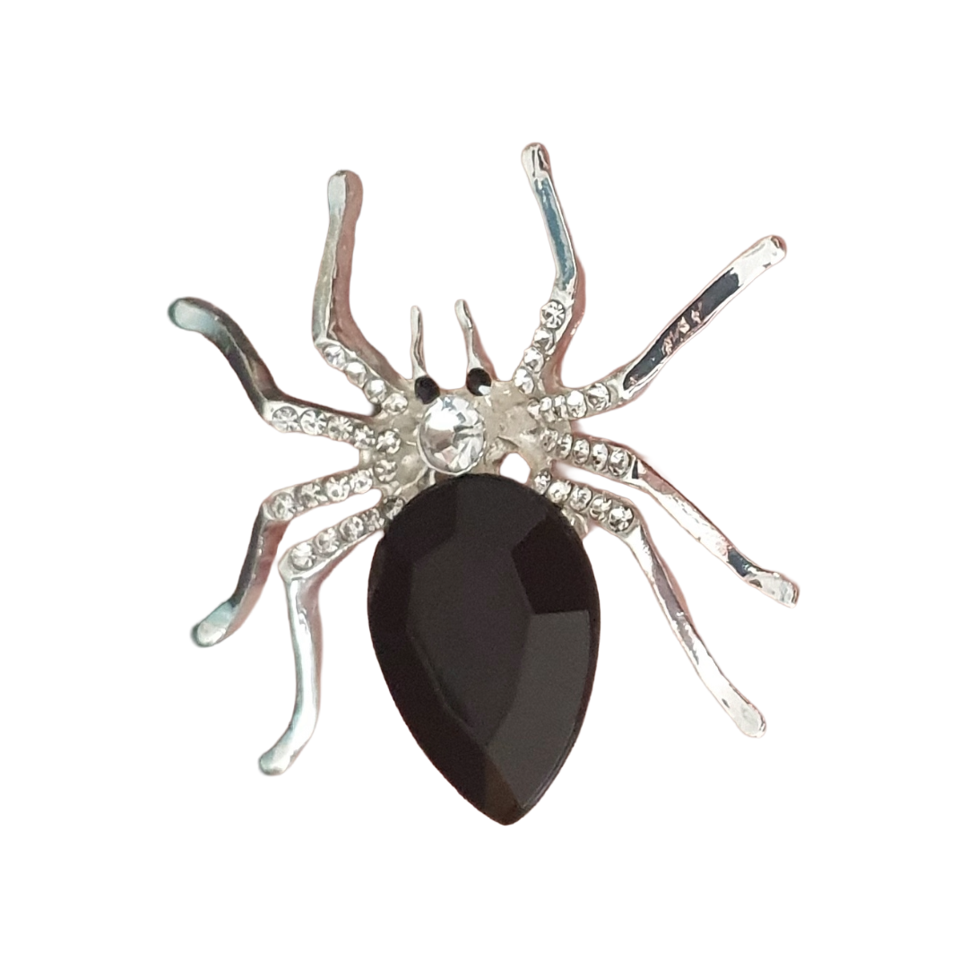 Metal spider gemmed adjustable ring