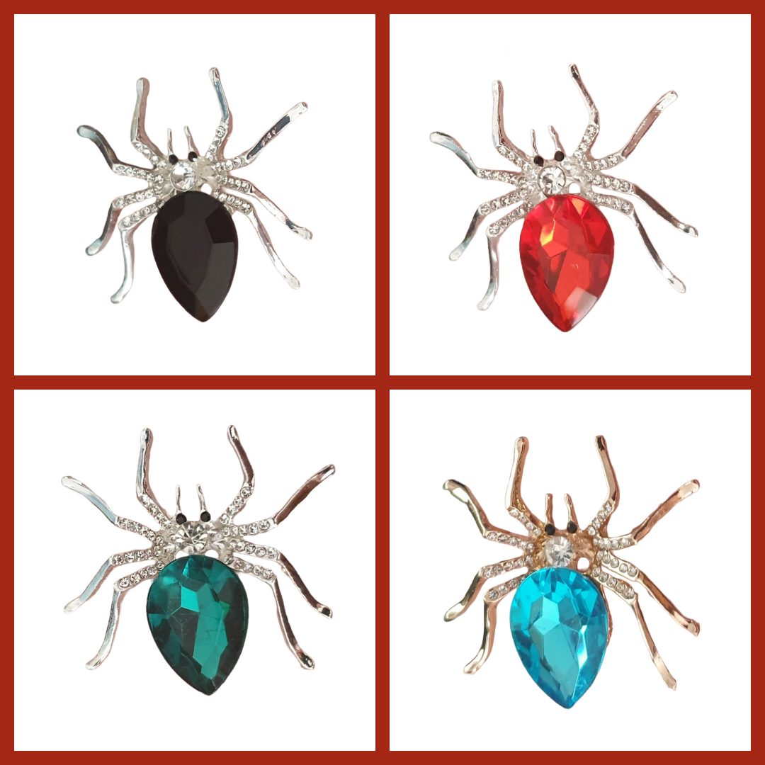 Metal spider gemmed adjustable ring