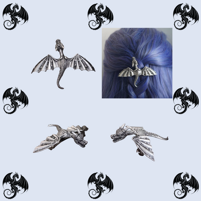 Silver dragon hair barrette clip