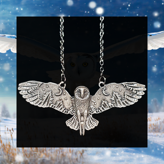 Flying owl pendant necklace