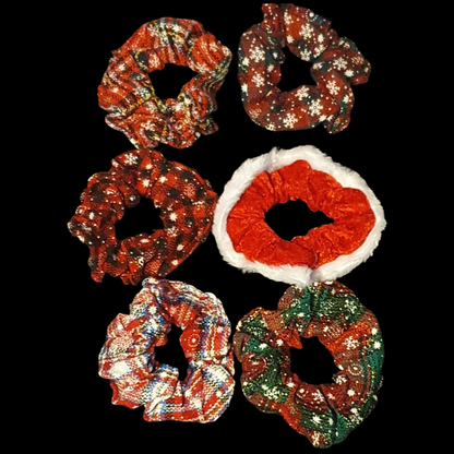 Christmas hair scrunchie set of 6