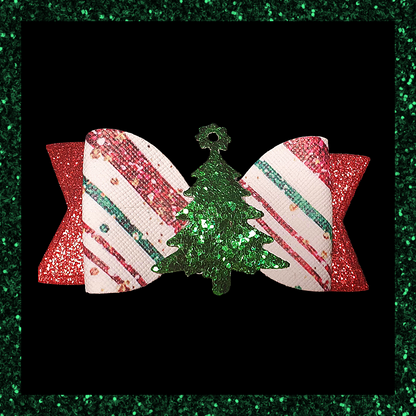 Christmas tree tinsel candy cane hair bow