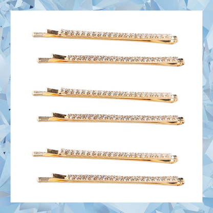 Crystal rhinestone silver gold bridal party hair updo hair slide pins