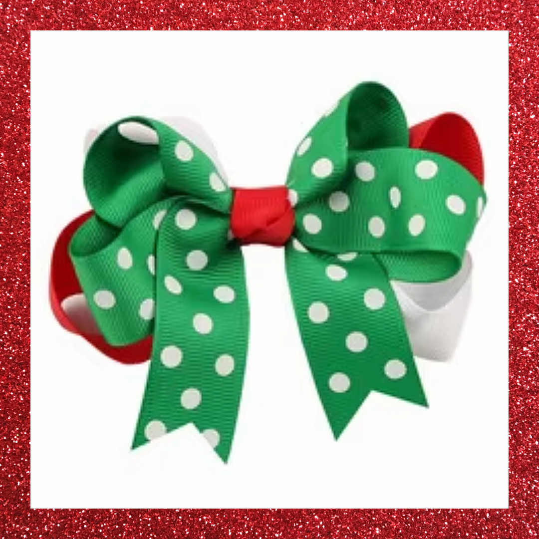 Christmas large ribbon festive hair bow clips