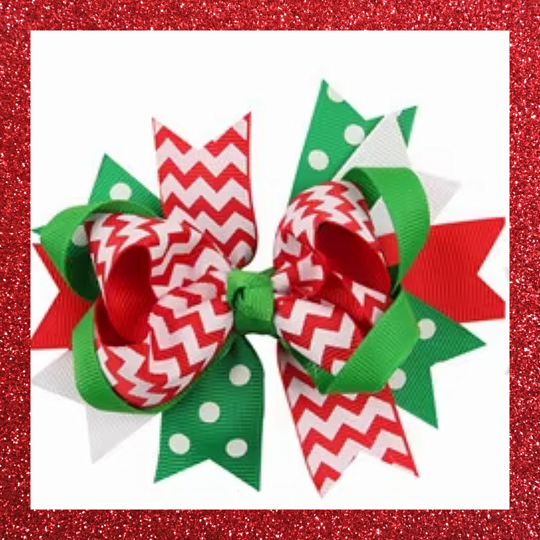 Christmas large ribbon festive hair bow clips