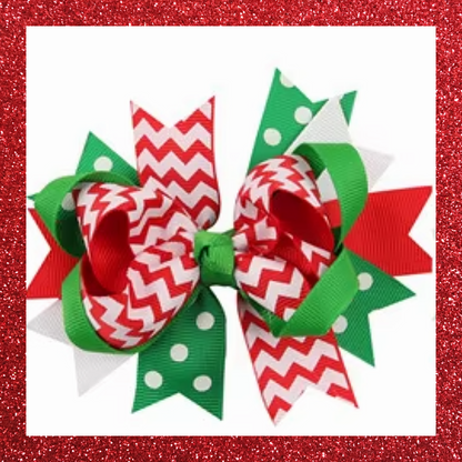 Christmas large ribbon festive hair bow clips