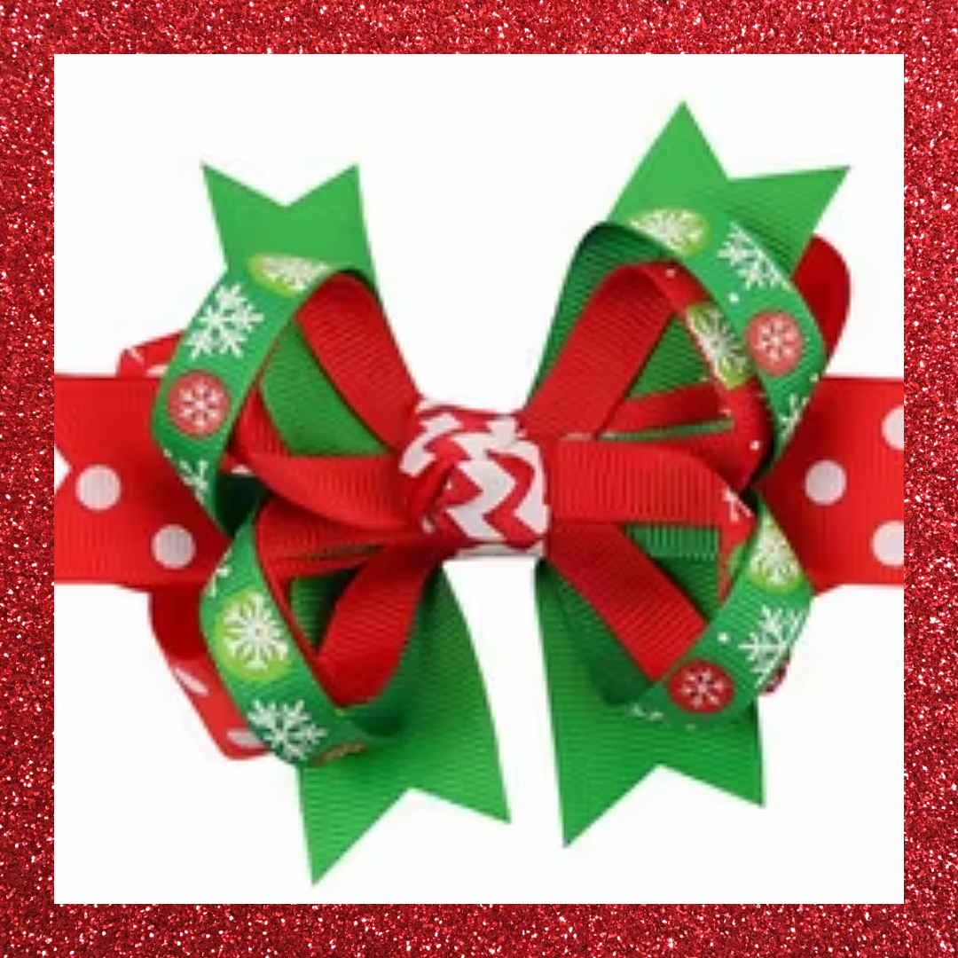 Christmas large ribbon festive hair bow clips