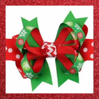Christmas large ribbon festive hair bow clips