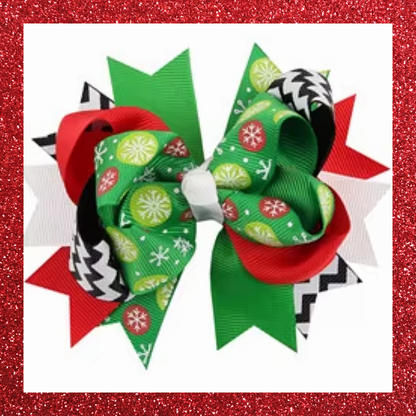 Christmas large ribbon festive hair bow clips