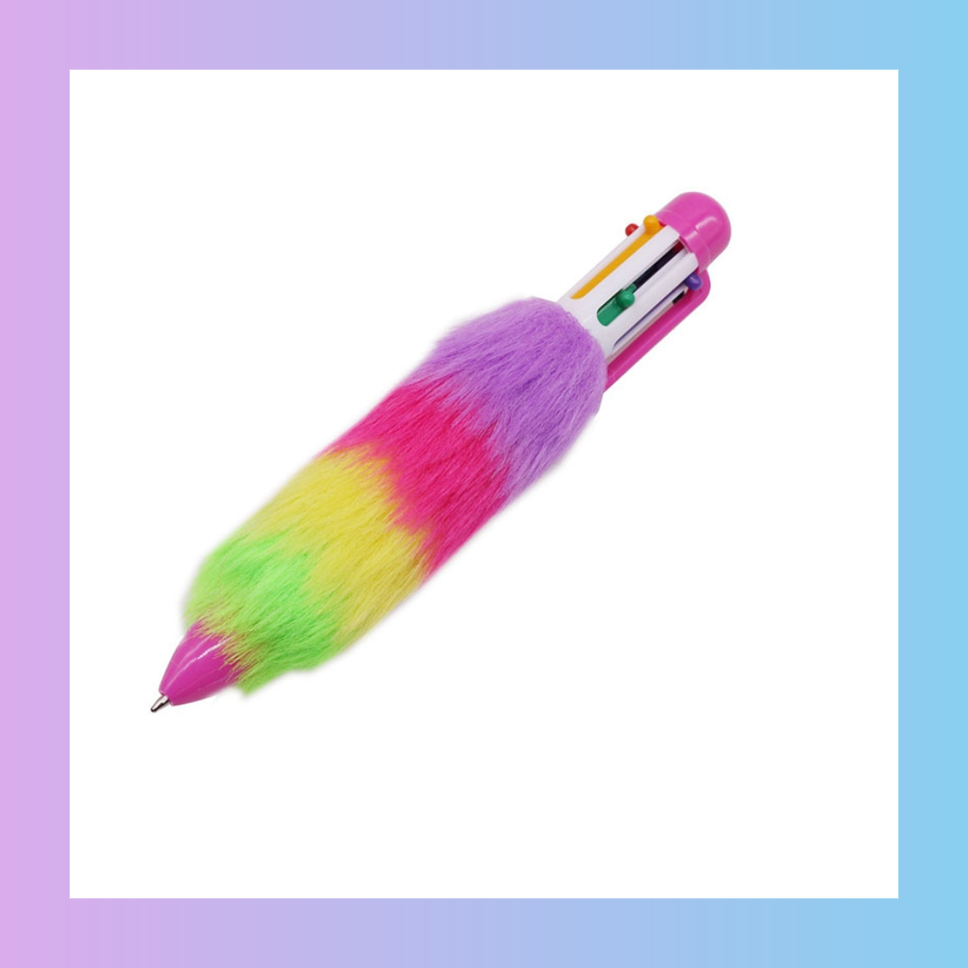 Novelty Fluffy 6 colour pen
