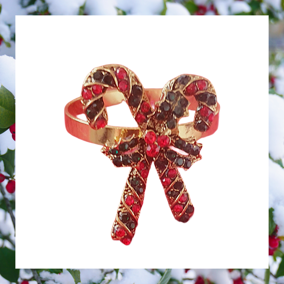 Christmas Candy Cane & Holly Napkin Ring Holders