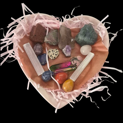 Many Blessings Crystal Heart Bowl 1 – Gemstones for Clarity, Calm, Love, Protection, Healing, Intuition, Strength, Grounding & Abundance