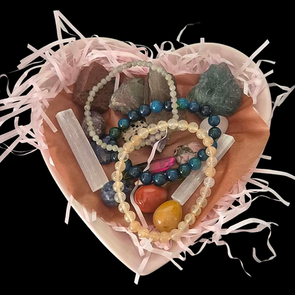 Many Blessings Crystal Heart Bowl 1 – Gemstones for Clarity, Calm, Love, Protection, Healing, Intuition, Strength, Grounding & Abundance
