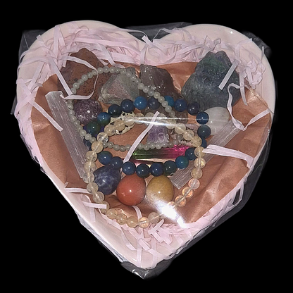 Many Blessings Crystal Heart Bowl 1 – Gemstones for Clarity, Calm, Love, Protection, Healing, Intuition, Strength, Grounding & Abundance