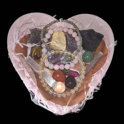Many Blessings Crystal Heart Bowl 2 – Gemstones for Clarity, Calm, Love, Protection, Healing, Intuition, Strength, Grounding & Abundance