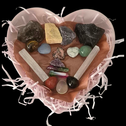 Many Blessings Crystal Heart Bowl 2 – Gemstones for Clarity, Calm, Love, Protection, Healing, Intuition, Strength, Grounding & Abundance