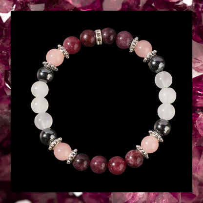 Garnet, Rose Quartz, Hematite, Milky Quartz Bracelet