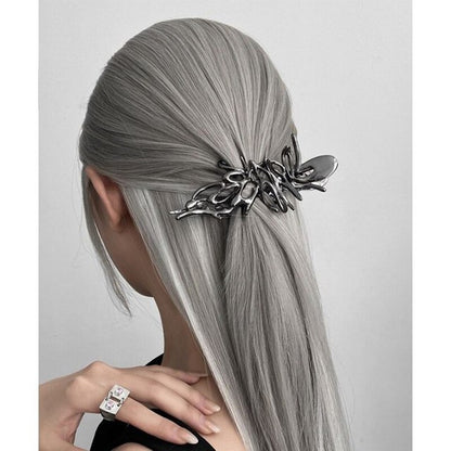 Metal grey splatter design hair clip claw